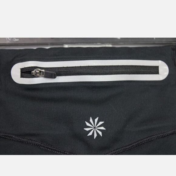 ATHLETA Womens Size X-Small Stride Capri Leggings Black Reflective Media Pocket - Picture 5 of 7